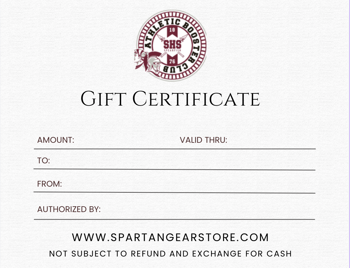Spartan Gear Store GIFT CERTIFICATE