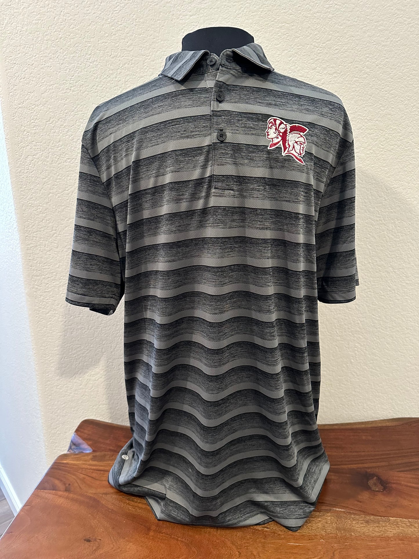 Spearfish Spartans Adidas Stripe Polo - Black/Gray