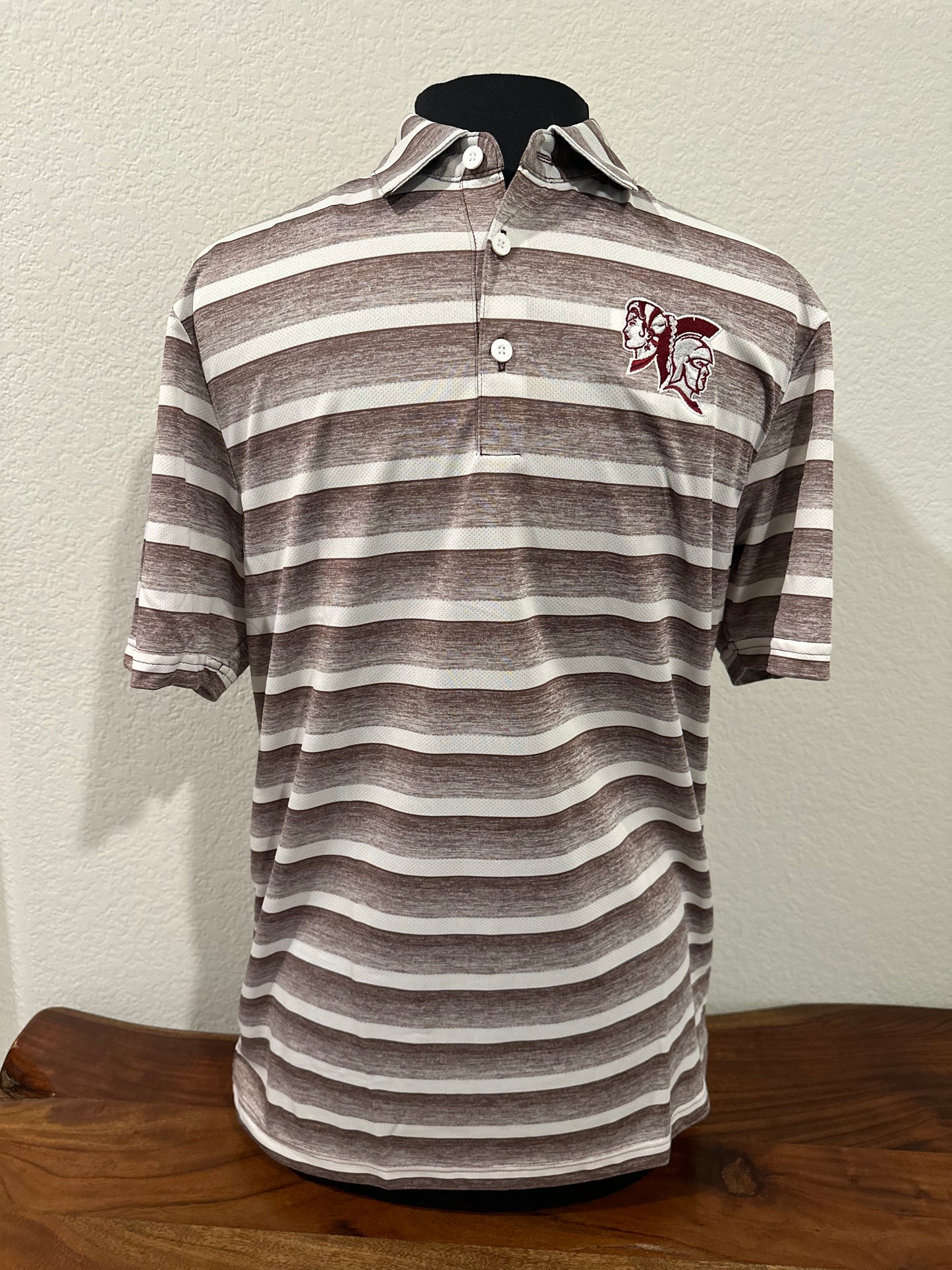 NEW!! Spearfish Spartans Adidas Stripe Polo - Maroon/White