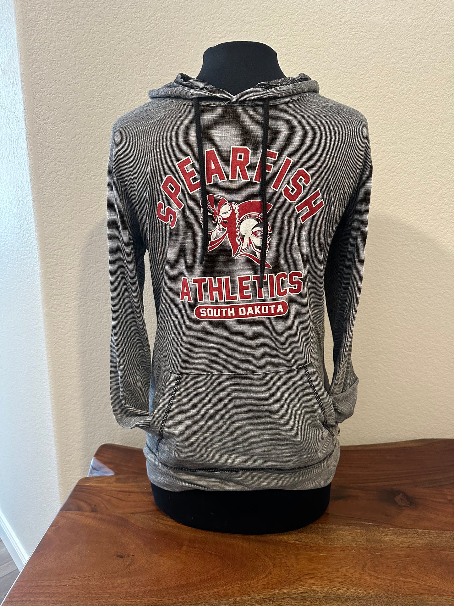 Spearfish Spartans Vermillion Lightweight Hooded Long Sleeve T-Shirt - Gray