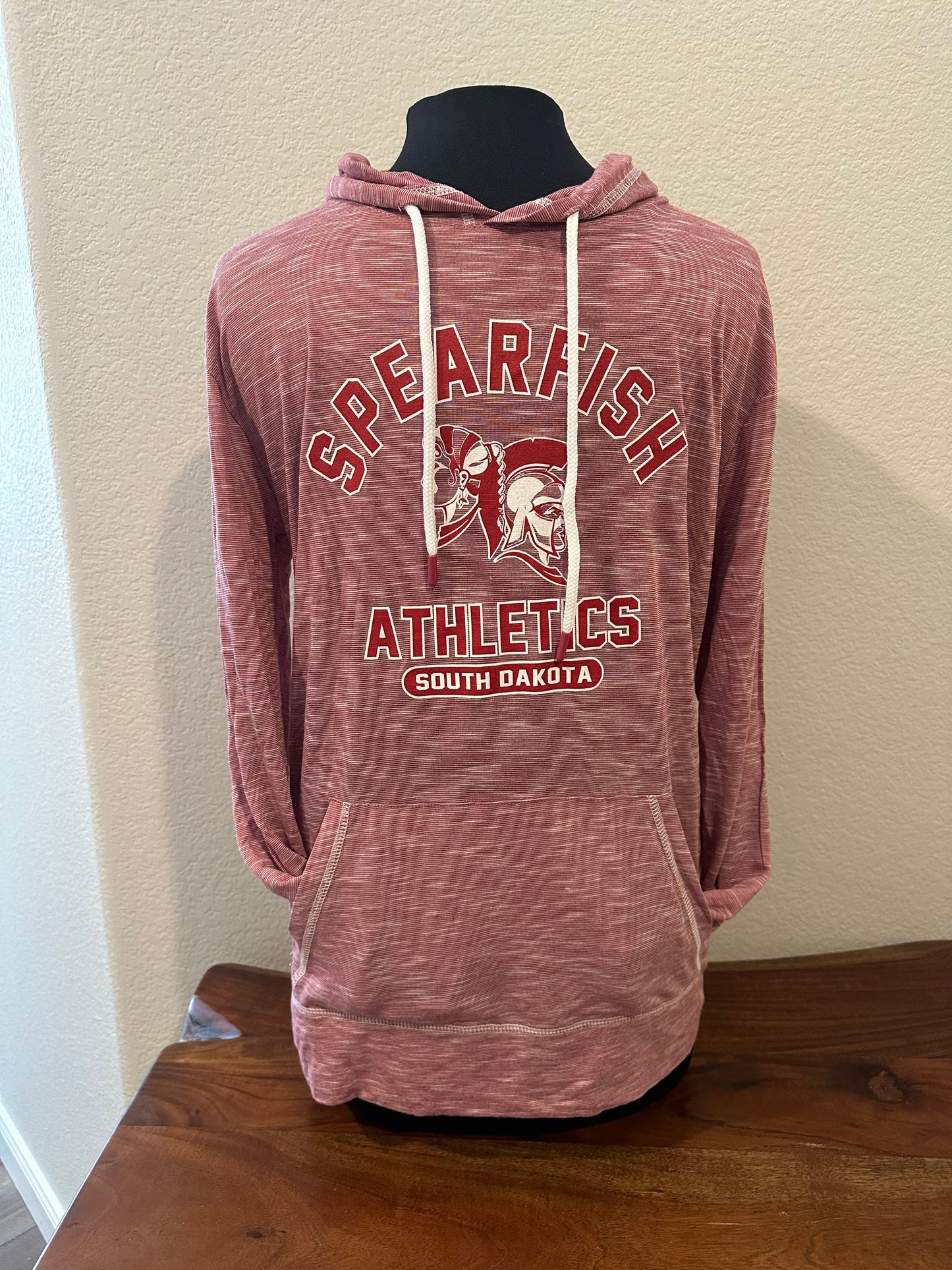 Spearfish Spartans Vermillion Lightweight Hooded Long Sleeve T-Shirt - Maroon