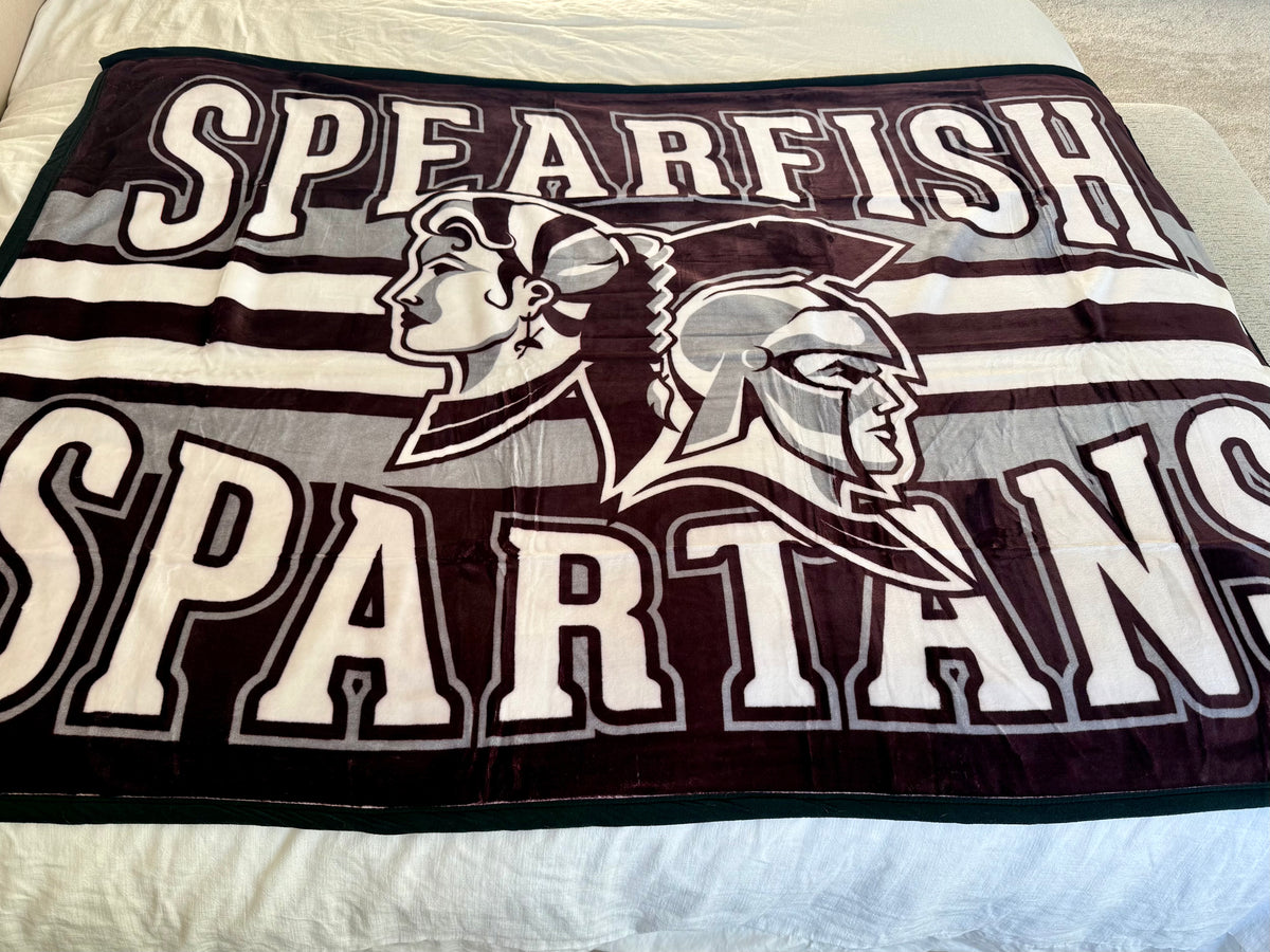 NEW!! Spearfish Spartans Plush Throw Blanket