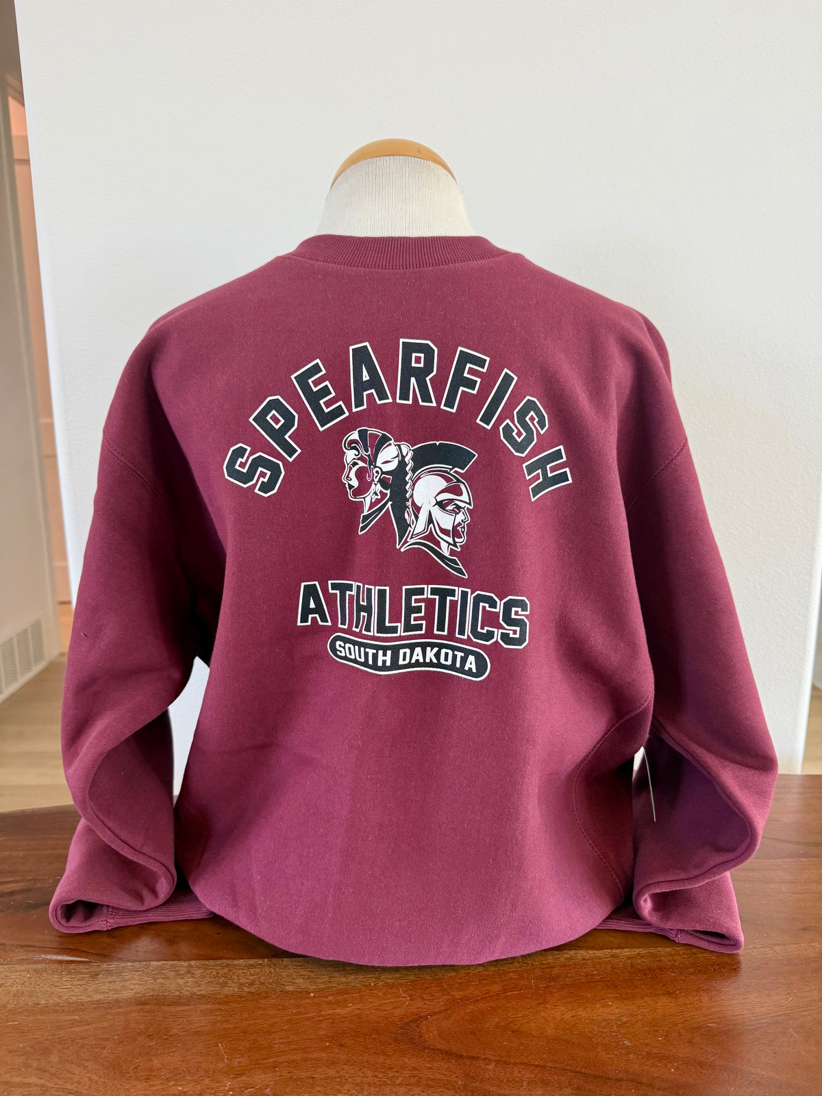 NEW!! Spearfish Spartans Heavyweight Reverse Weave Crew Maroon