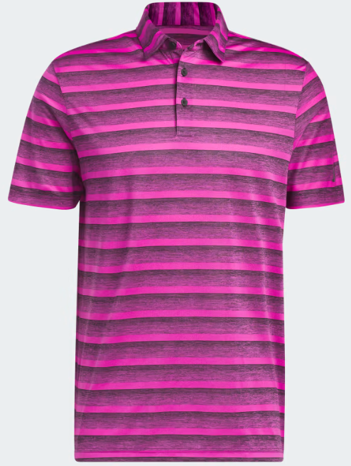 Spearfish Spartans Adidas Stripe Polo - Black/Lucid Fuchsia